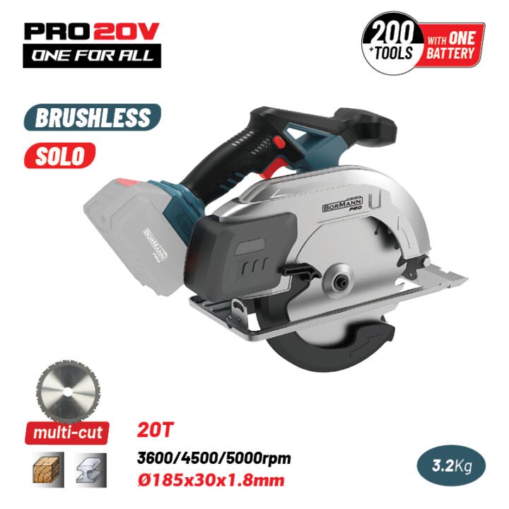 BORMANN Pro BBP5355 Δισκοπρίονο Ξύλου/Μετάλλου Μπαταρίας 20V,Li-Ion,3600/4500/5000rpm, Κοπή 64mm,SOLO
