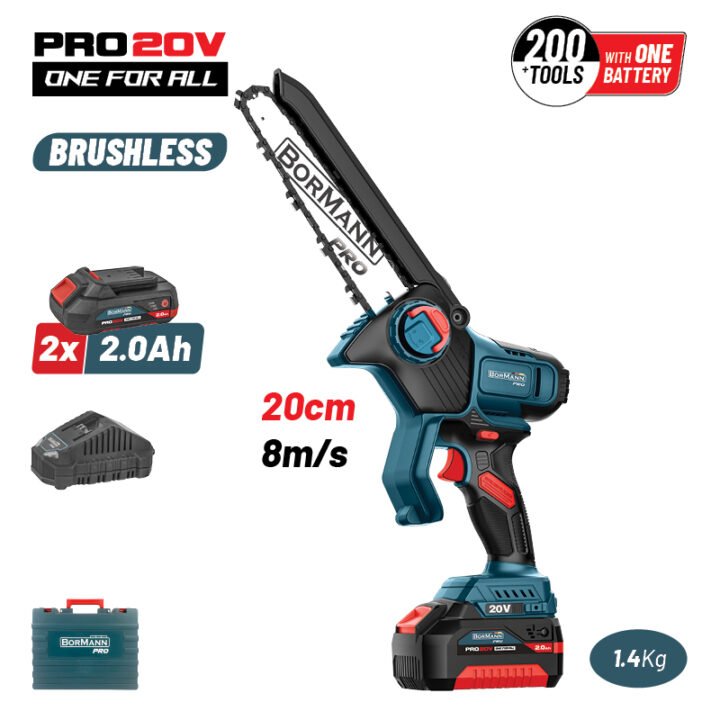 BORMANN Pro BBP5441X22C Κλαδευτικό Αλυσοπρίονο Mπαταρίας 20V Brushless , 2x2Ah, Λάμα 20cm ,1.3kg
