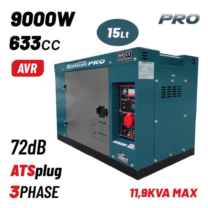 ΒORMANN Pro BGB9800 Γεννήτρια Πετρελαίου Τριφασική, 9000W,12kVA, 633cc,Κλειστού Τύπου