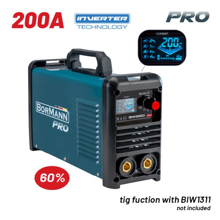 BORMANN Pro BIW2220 Ηλεκτροκόλληση Inverter, Synergic,Απόδοση 200Α/60%, Μεγ.Ηλεκτρόδιο 4mm