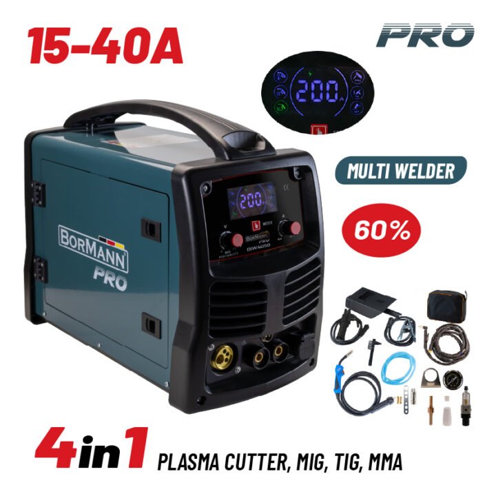 BORMANN Pro BIW4050 ΠΟΛΥΣΥΓΚ/ΛΗΤΗΣ / ΚΟΦΤΗΣ 4 ΣΕ 1 (PLASMA CUTTER, MIG, TIG, MMA) 15-200Α/20-40Α, 60%