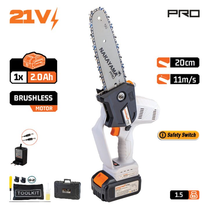 NAKAYAMA Pro EC1550 Κλαδευτικό Αλυσοπρίονο Μπαταρίας 21V, Brushless, Li-Ion, Λάμα 20cm, 1500gr