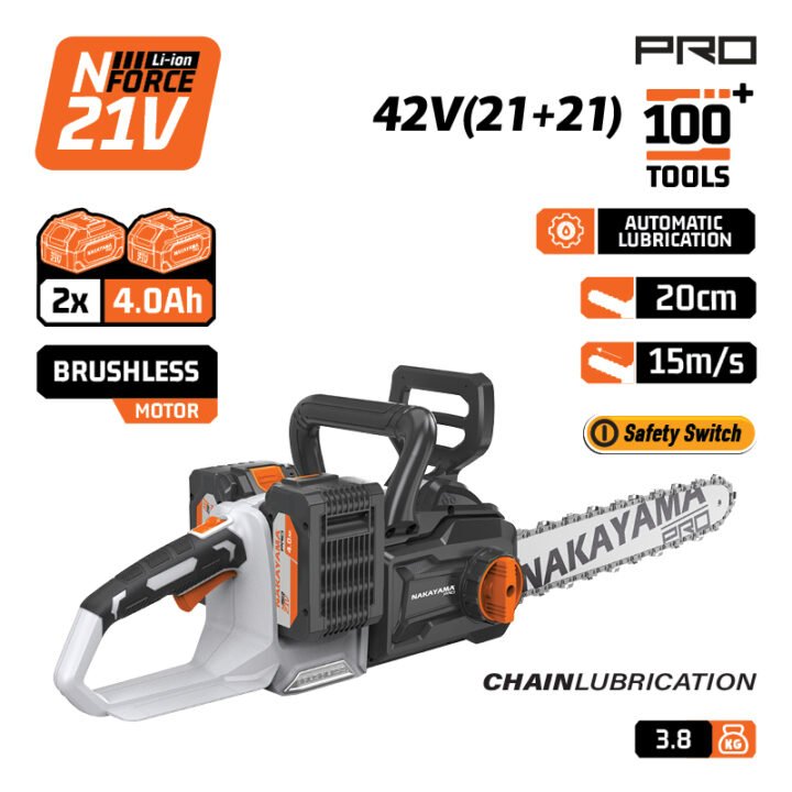 NAKAYAMA Pro EC1711X44 Αλυσοπρίονο Brushless Μπαταρίας 42V , Li-Ion , 2x4Ah, Λάμα 40cm , Ταχυφορτιστής 4Α